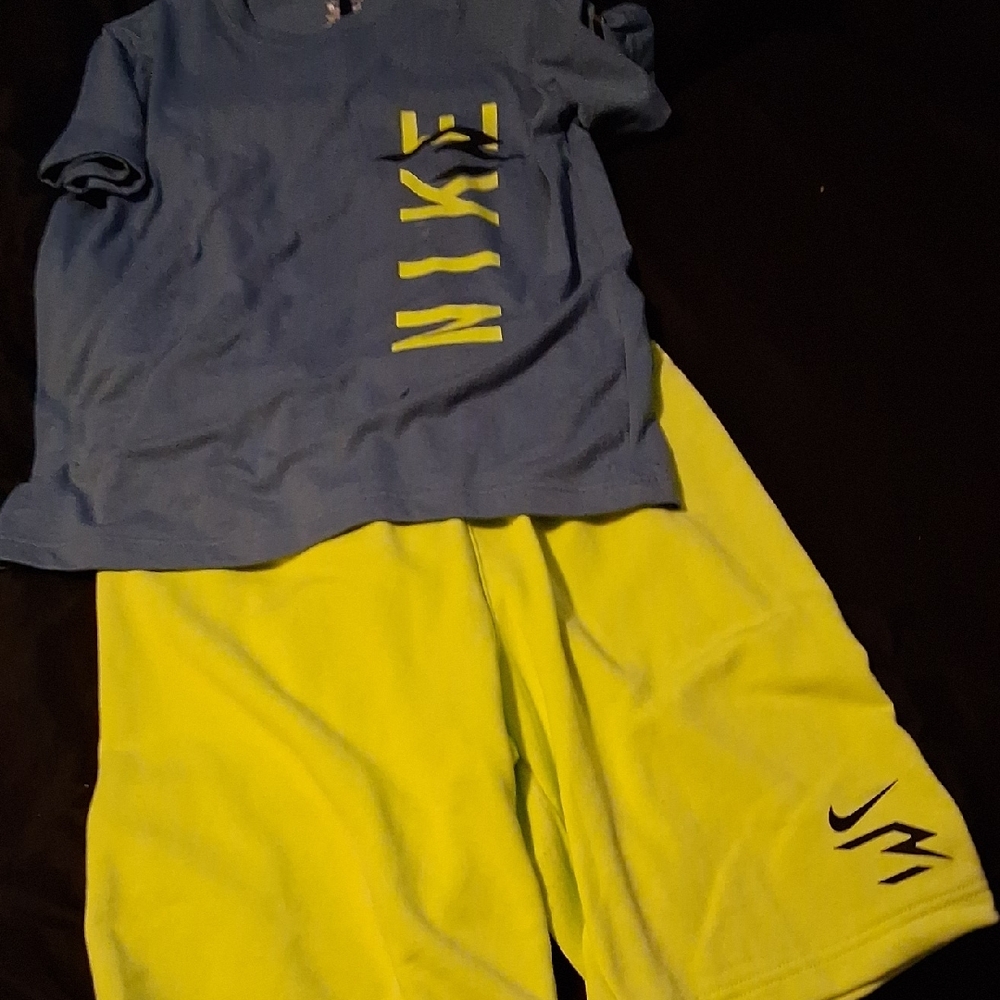 Nike Blue Tee and Neon Yellow Shorts Set